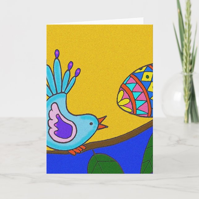 Easter Surprise Ukrainian Folk Art Card (Front)