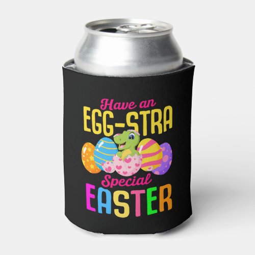 Easter T_rex Dinosaur Rabbit Easter Bunny Holiday  Can Cooler