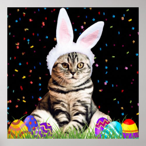 Easter Tabby Cat Poster