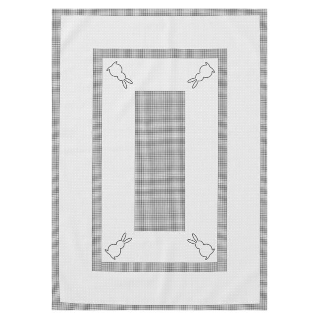 Easter tablecloth 60x84", checkered, dots, rabbit (Front)
