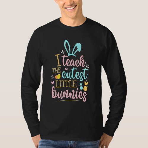 Easter Teacher Bunny Ears Basket Eggs Rabbit Happy T_Shirt