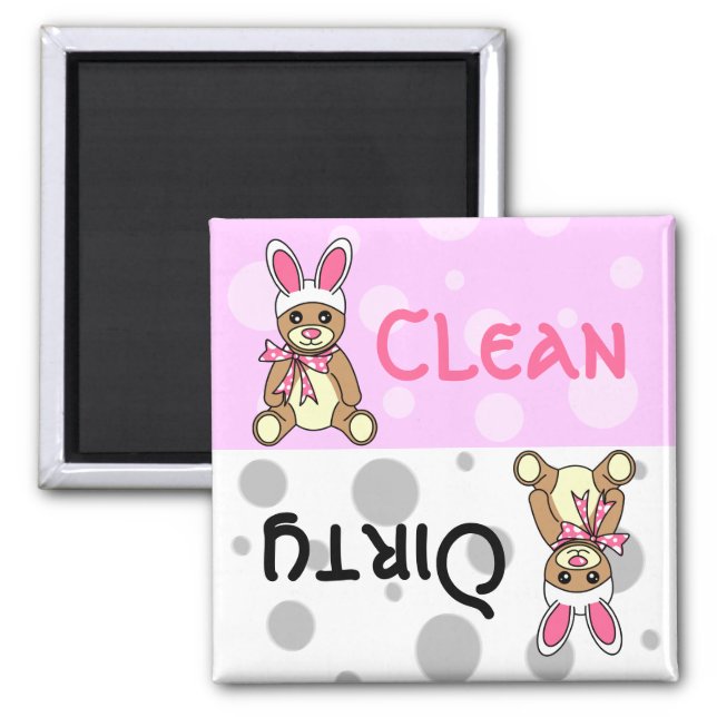 Easter Teddy Bear Clean Dirty Dishwasher Magnet (Front)