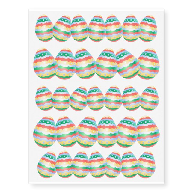 Easter Temporary Tattoo Cute Easter Egg Tattoo Art (Front)