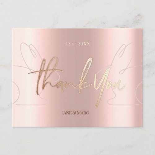 Easter Thank You Cards Faux Foil Rosegold