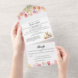 Easter Theme Tulip Wedding All In One Invitation