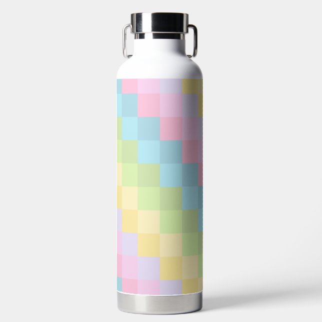 EASTER THEMED PASTEL COLORED SQUARES WATER BOTTLE (Front)
