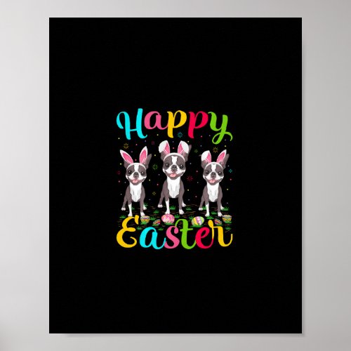 Easter Three Boston Terrier Colorful Eggs Costume  Poster