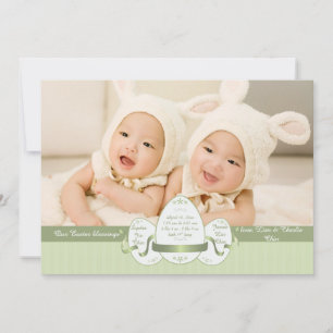 Easter Three Green Photo Birth Announcement