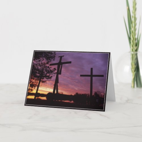 Easter _ Three Wooden Crosses Greeting Card