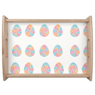  Easter Tie-Dye eggs mid-tone soft pattern Serving Tray