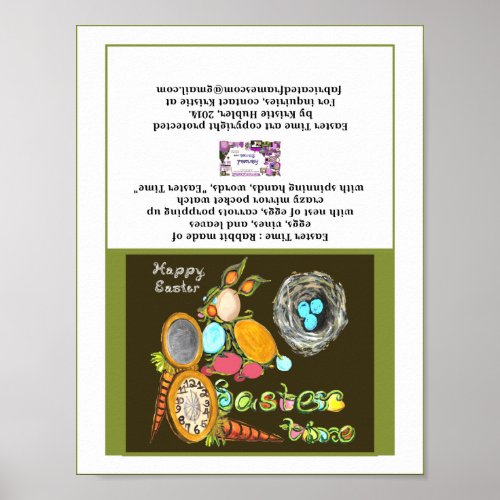 Easter Time Bunny Egg Vine Watch Happy Easter Card Poster