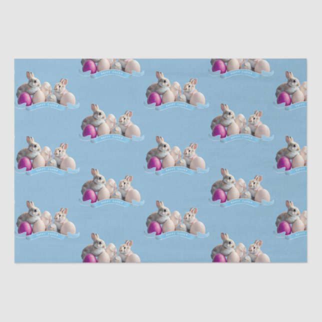 Easter Tissue Paper Two Rabbits & Easter Eggs (Front)