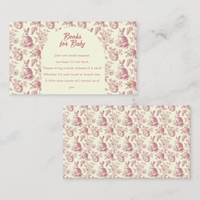 Easter Toile Floral Baby Girl  Book Request Enclosure Card (Front/Back)