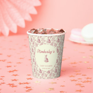 Easter Toile Floral Girl Baby Shower Paper Cups