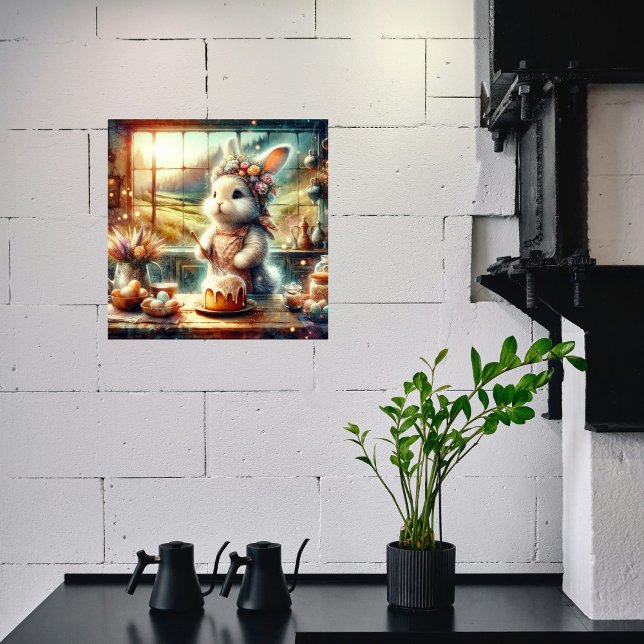 Easter Treats with Cute Watercolor Bunny Baker  Poster (Creator Uploaded)