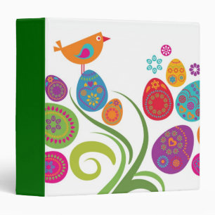 Easter tree with colored eggs and flowers binder