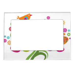 Easter tree with colored eggs and flowers magnetic photo frame