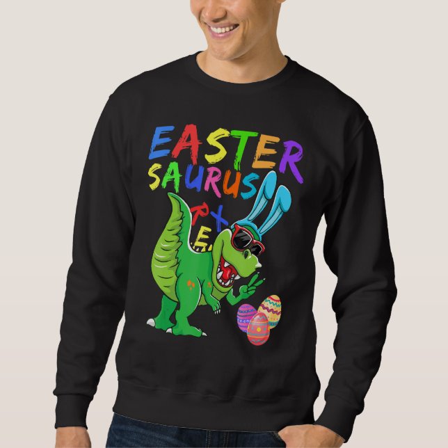 Easter Trex Kids Dinosaur Bunny Easter Saurus Rex Sweatshirt (Front)