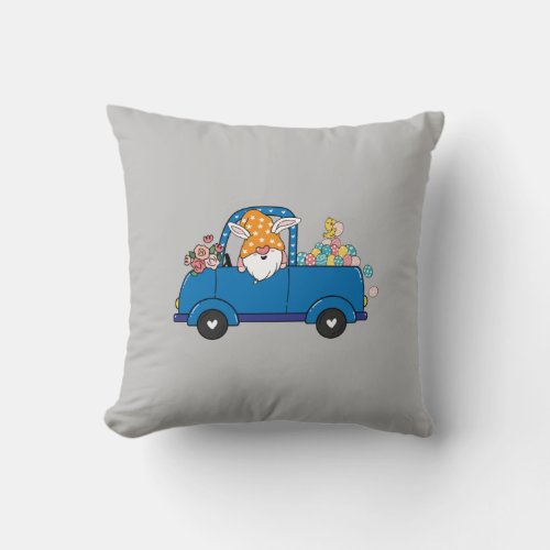 Easter truck spring gnome baby T_Shirt Throw Pillow