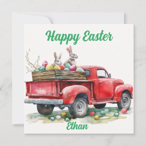 Easter Truck with Eggs Card Happy Easter Holiday Card