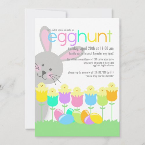Easter Tulip Chicks Egg Hunt Invitation