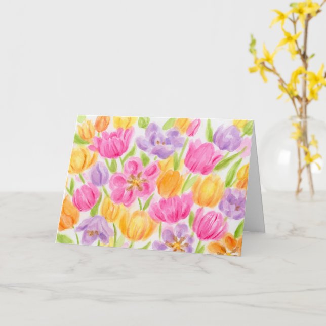 Easter Tulips Galore Bright Beautiful Day Card (Yellow Flower)