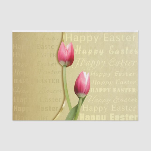 Easter Tulips Gold Typography Tissue Paper (Front)