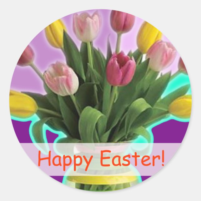 Easter Tulips - Happy Easter Stickers (Front)