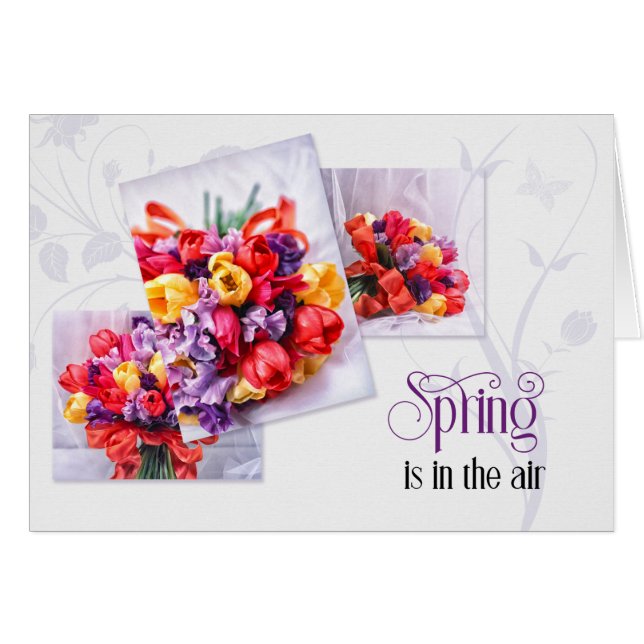 Easter Tulips Spring is in the Air Bright Bouquets Cards (Front Horizontal)