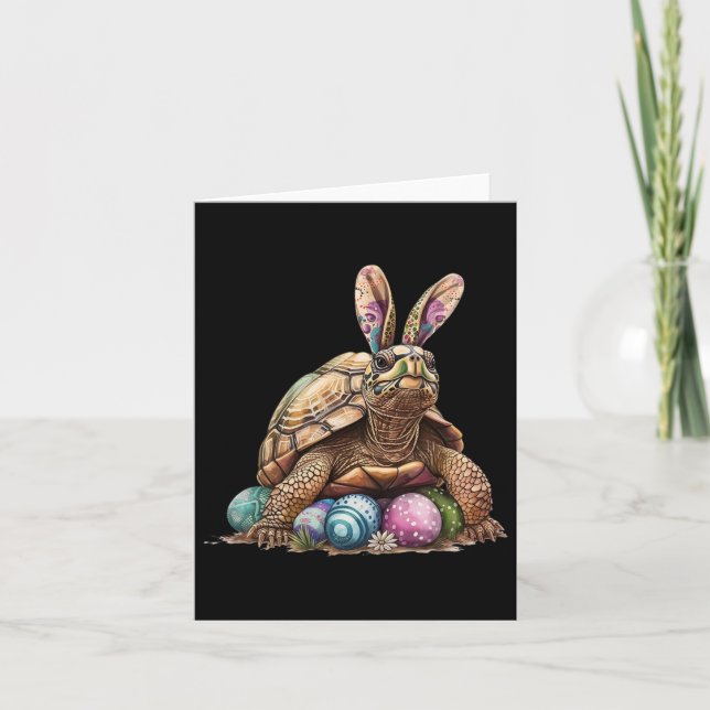 Easter Turtle Easter Turtle Bunny Ears Easter Egg  Card (Front)