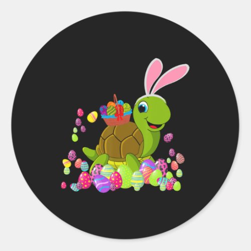 Easter Turtle Lover Bunny Turtle Holding Easter Eg Classic Round Sticker