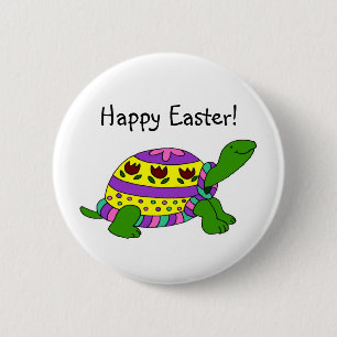 Easter turtle pinback button