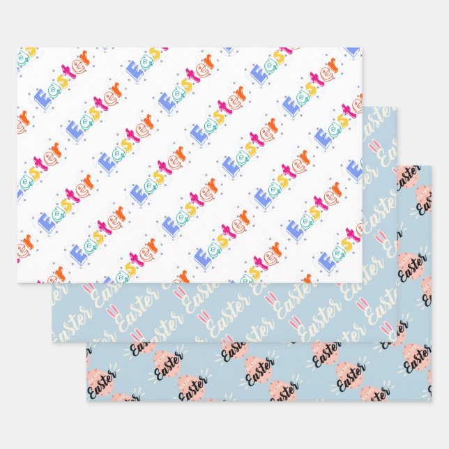 Easter Typography Wrapping Paper Set  (Set)