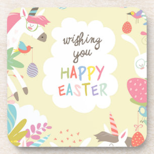 easter unicorn drink coaster