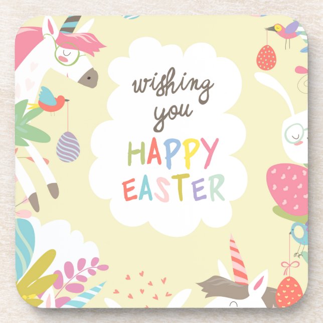easter unicorn drink coaster (Front)