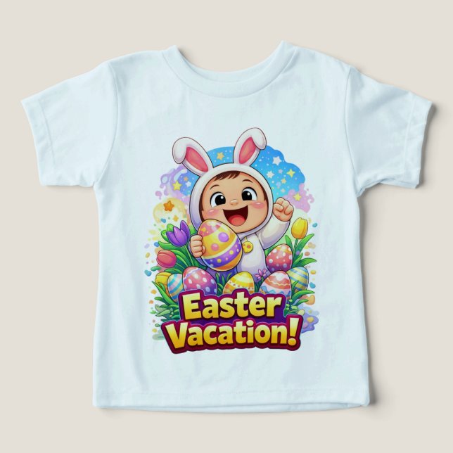 Easter Vacation Cute Baby Bunny Illustration Toddler T-shirt (Design Front)