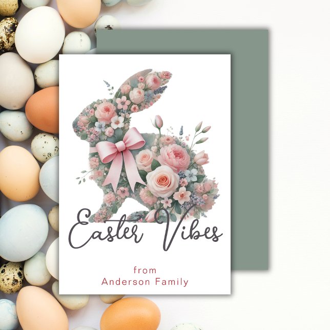 Easter Vibes Bunny Family Greetings  Holiday Card (Creator Uploaded)