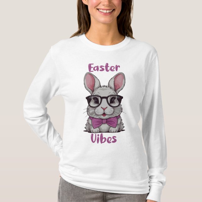 Easter Vibes Bunny Funny Womens T-Shirt (Front)