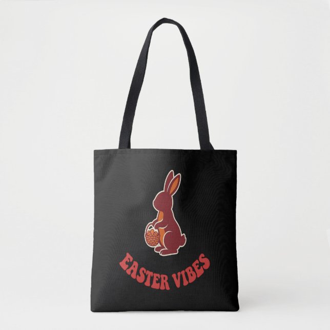 Easter Vibes Bunny Tote Bag (Front)