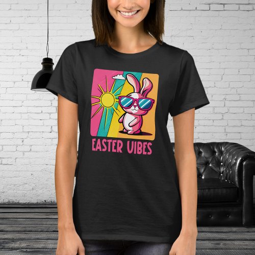 Easter Vibes _ Cool Pink Bunny with Sunglasses T_Shirt