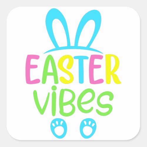Easter Vibes Pastel Square Sticker