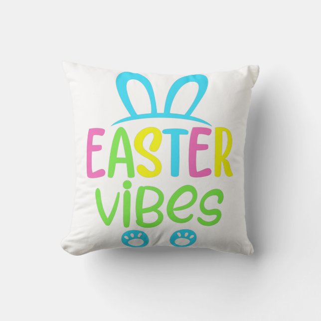 Easter Vibes Pastel Throw Pillow (Front)