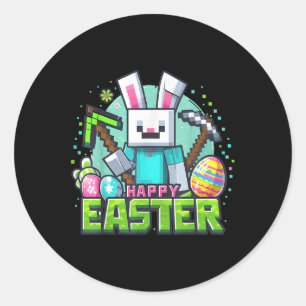 Easter Video Game Bunny Eggs Gaming Gamer Boys Men Classic Round Sticker