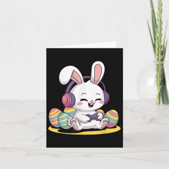 Easter Video Game Bunny Gaming Controller Gamer Bo Card (Front)