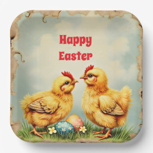 Easter Vintage 2 Little Chicken Holiday Collection Paper Plates