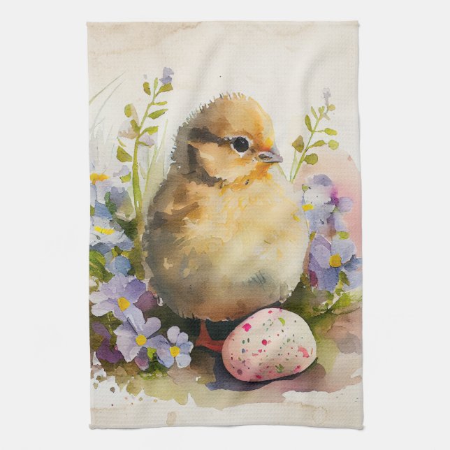 Easter Vintage Chick  Kitchen Towel (Vertical)