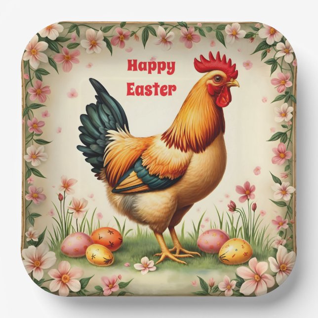 Easter Vintage Holiday Trendy Easter Collection Paper Plates (Front)