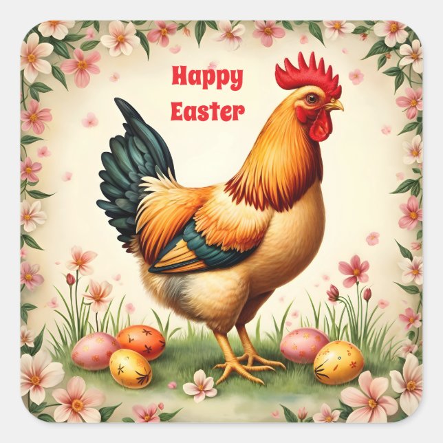 Easter Vintage Holiday Trendy Easter Collection Square Sticker (Front)