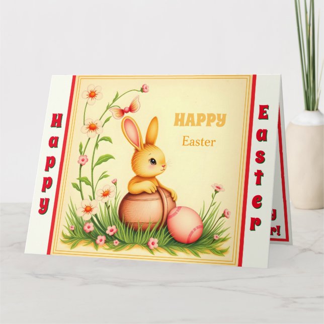 Easter Vintage Rabbit Holiday Collection Card (Front)
