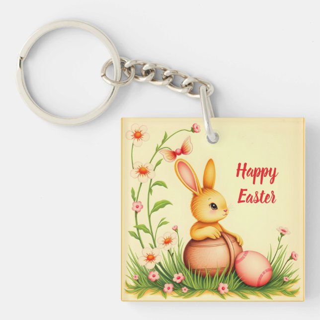 Easter Vintage Rabbit Holiday Collection Keychain (Front)